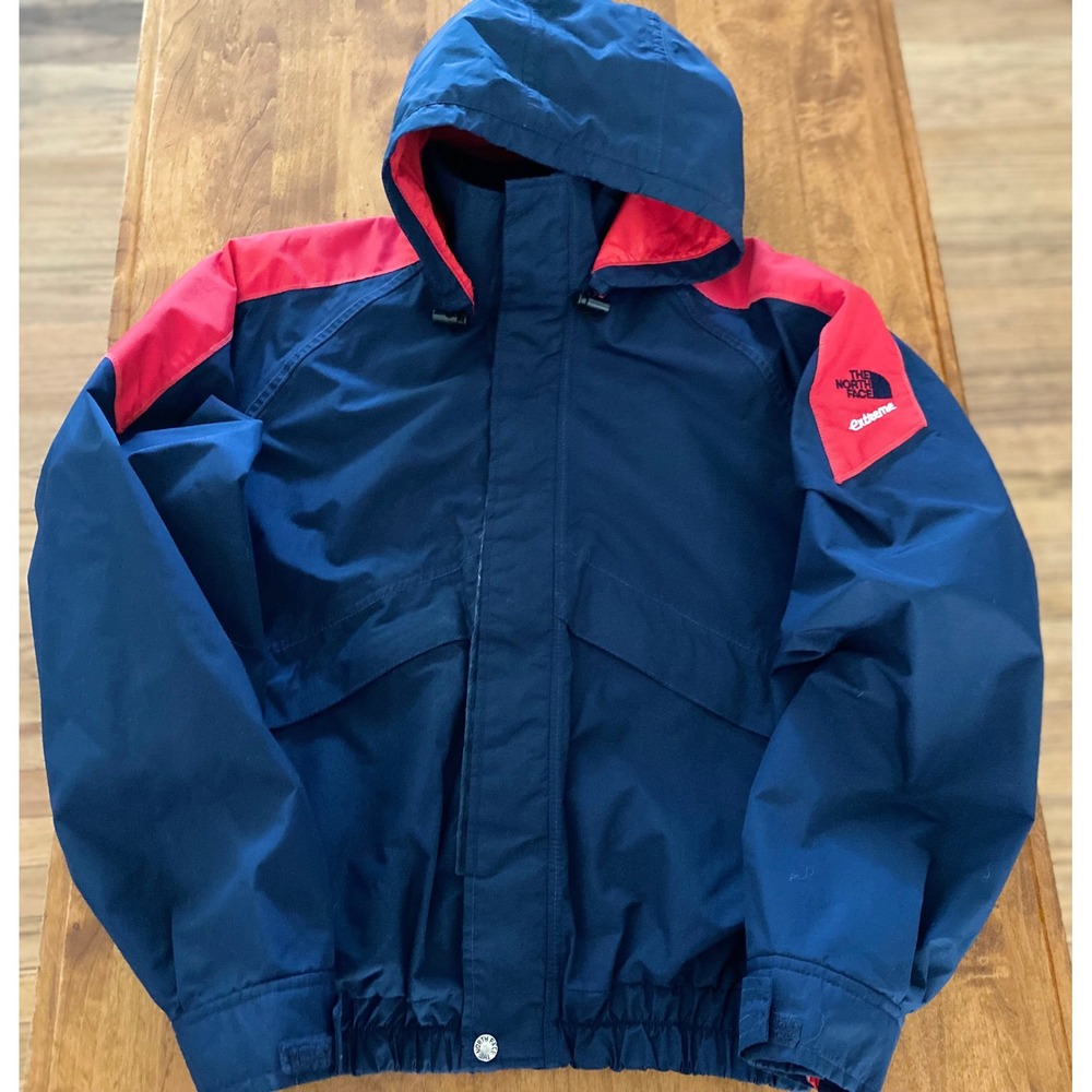 Vintage North Face Extreme Gore-Tex Jacket Mens L Navy Red Made in USA Hooded